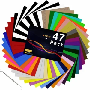 HTVRONT 47pcs 30cm*25cm PU Heat Transfer Vinyl Sheets
