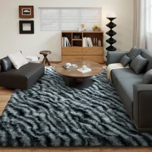 Gnizama Fluffy Long Shag Zebra Print Rug